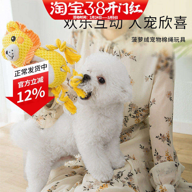 狗狗发声绳结毛绒玩具耐咬磨牙宠物独处解闷训练小幼犬金毛大型犬