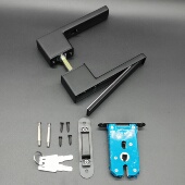 立帆白色室内门静音磁吸房间门锁黑色立帆简约一字门把手通用型