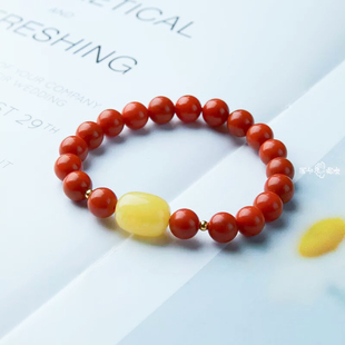 高品质南红手串 柿柿如意川料南红玛瑙新年红满肉满色女手链