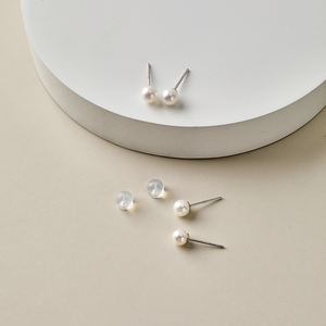 天然淡水珍珠耳钉强光925银耳饰养耳洞