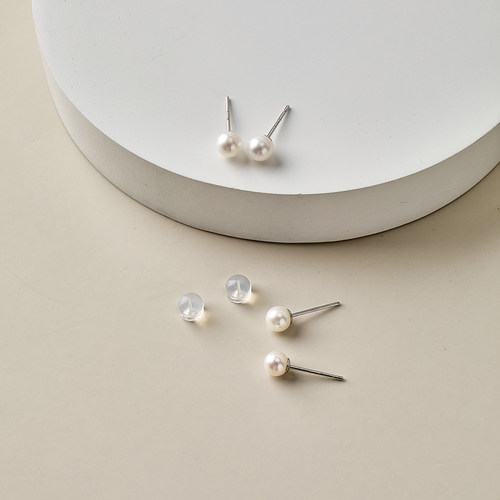 天然淡水珍珠耳钉强光925银耳饰养耳洞