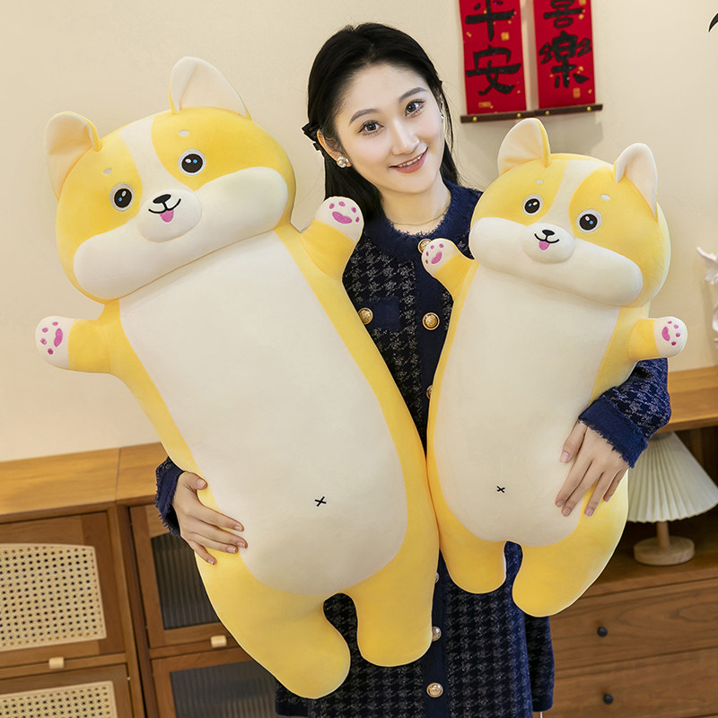柯基狗长条抱枕女孩布艺毛绒玩具