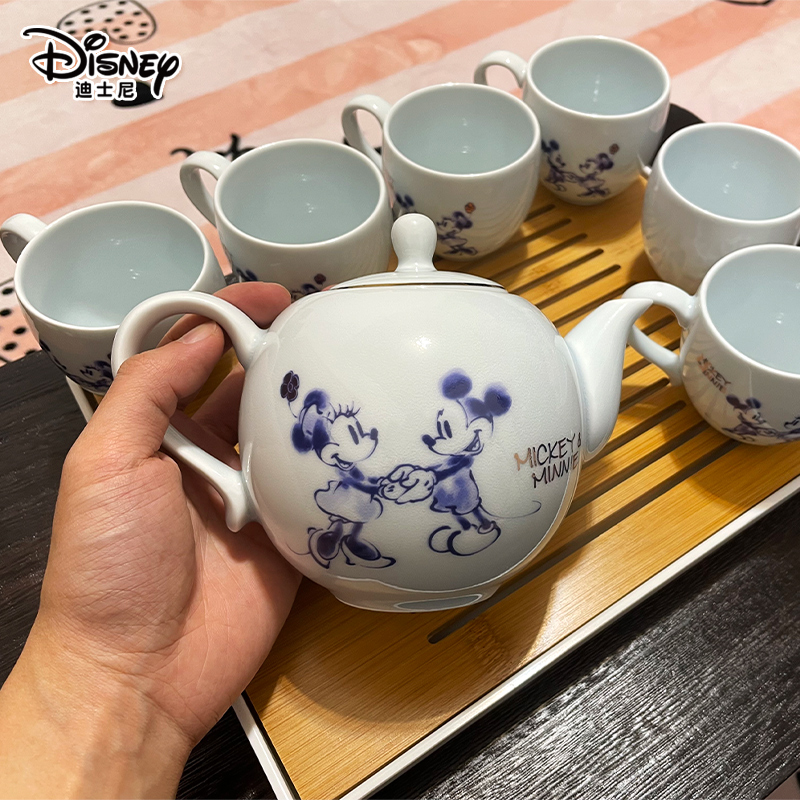 迪士尼米奇米妮水具礼盒套装泡茶水壶水杯咖啡杯卡通茶具组合家用