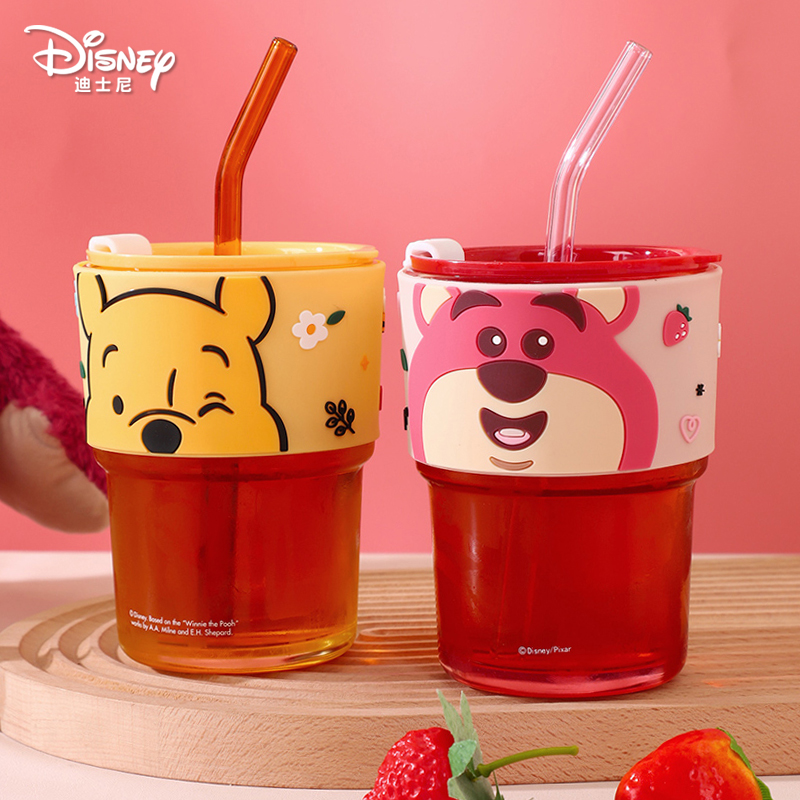 迪士尼卡通双饮玻璃吸管杯