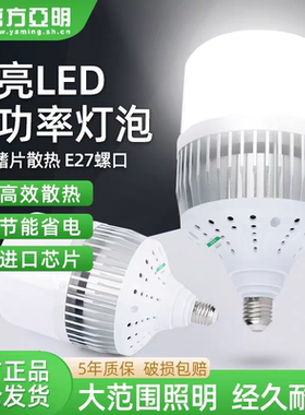 亚明LED千足银球泡30W50W100W200瓦家用工厂车间仓库照明E27灯泡