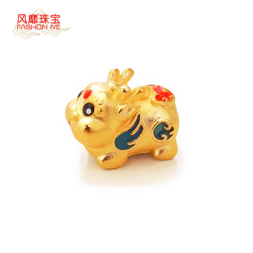 镶嵌锆石貔貅 转运珠 18K金色石榴石项链diy手链镶钻镶石手串配饰