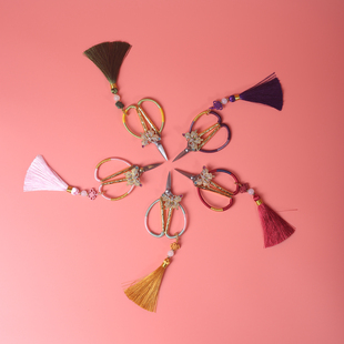 夏禾茶具茶叶泡袋专用小剪刀迷你精致国风流苏蝴蝶手工绑绳茶剪