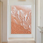 现代轻奢纯手绘油画玄关简约肌理画客厅挂画沙发背景墙大幅落地画