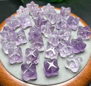 天然紫水晶梅尔卡八雕刻手工DIY手链项链吊坠车挂钥匙扣水晶散珠