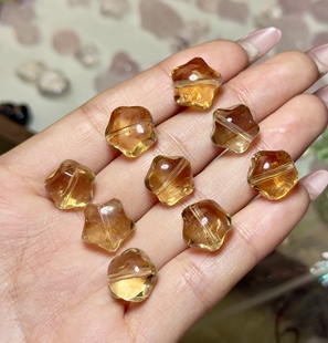 天然黄塔晶胖星星雕刻件手工DIY手链项链吊坠车挂钥匙扣水晶配件