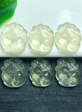 天然黄水晶雕刻九尾狐吊坠手工DIY手链项链胸饰车挂水晶配饰