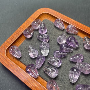 天然紫水晶三通佛头雕刻件diy手链项链串珠吊坠散珠配件饰品