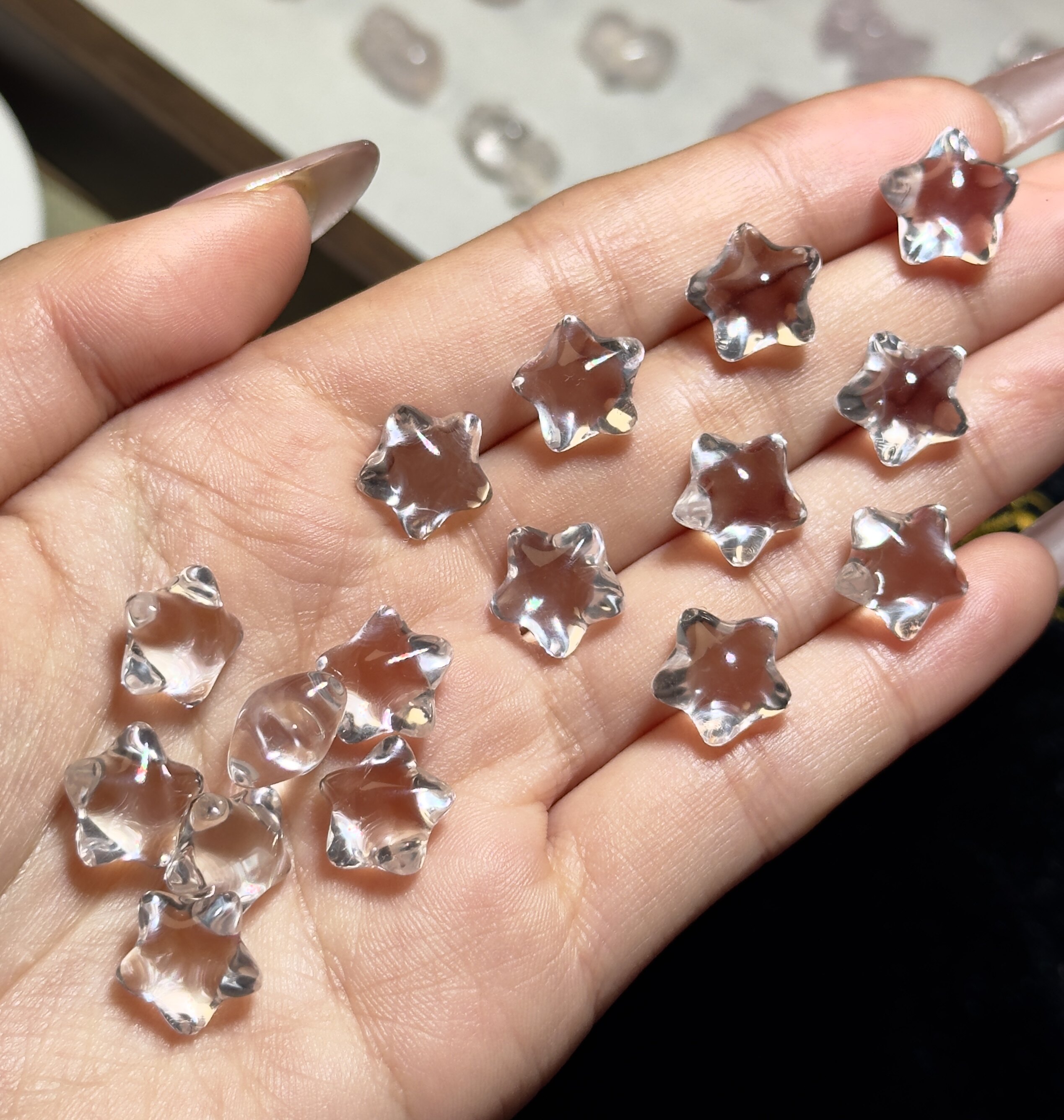 天然白水晶五角星雕刻件手工diy手链项链车挂钥匙扣流苏饰品配饰