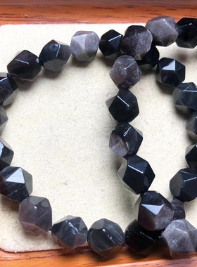 天然银曜石刻面珠单圈手链男女情侣款简约时尚百搭水晶手串饰品