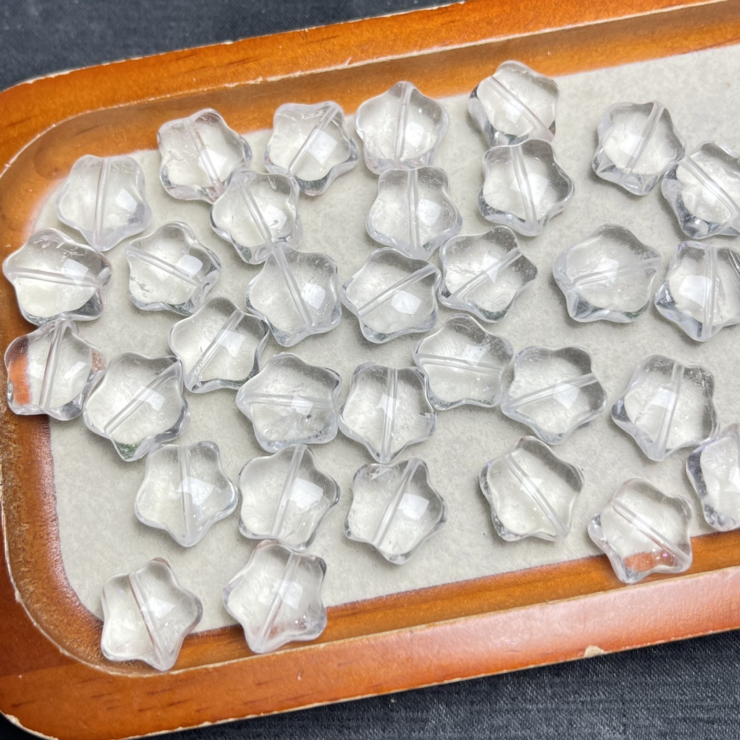 天然白水晶胖星星手工diy手链项链吊坠步摇发簪耳饰水晶配饰