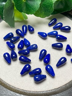 天然青金石水滴形雕刻件手工DIY手链项链耳环吊坠串链配件饰品