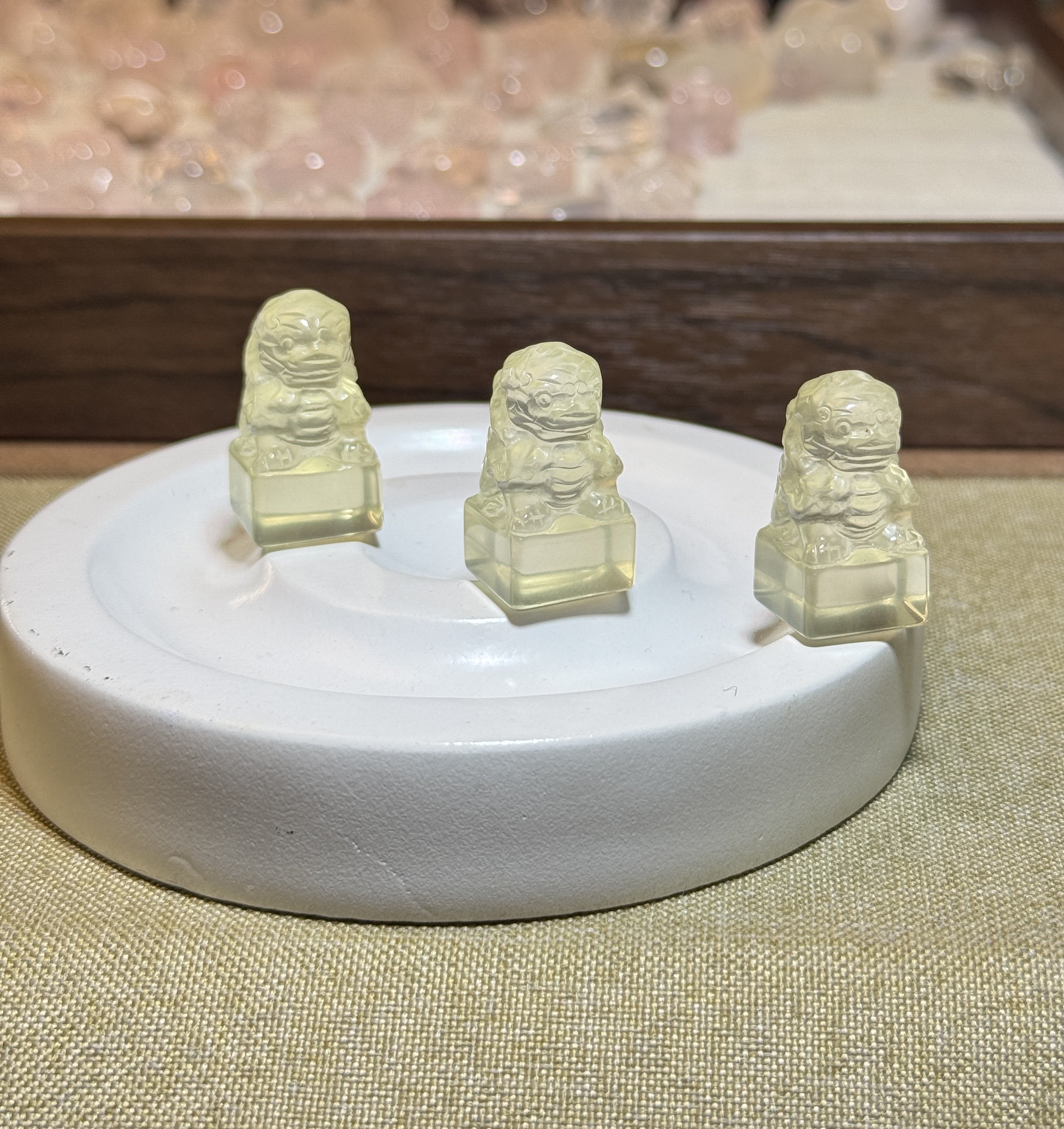 天然黄水晶醒狮印章雕刻件手工DIY手链项链耳环串链水晶饰品配件