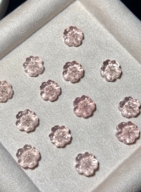 天然西柚粉水晶花朵雕刻件手工DIY雕刻串珠项链手串挂件配件饰品