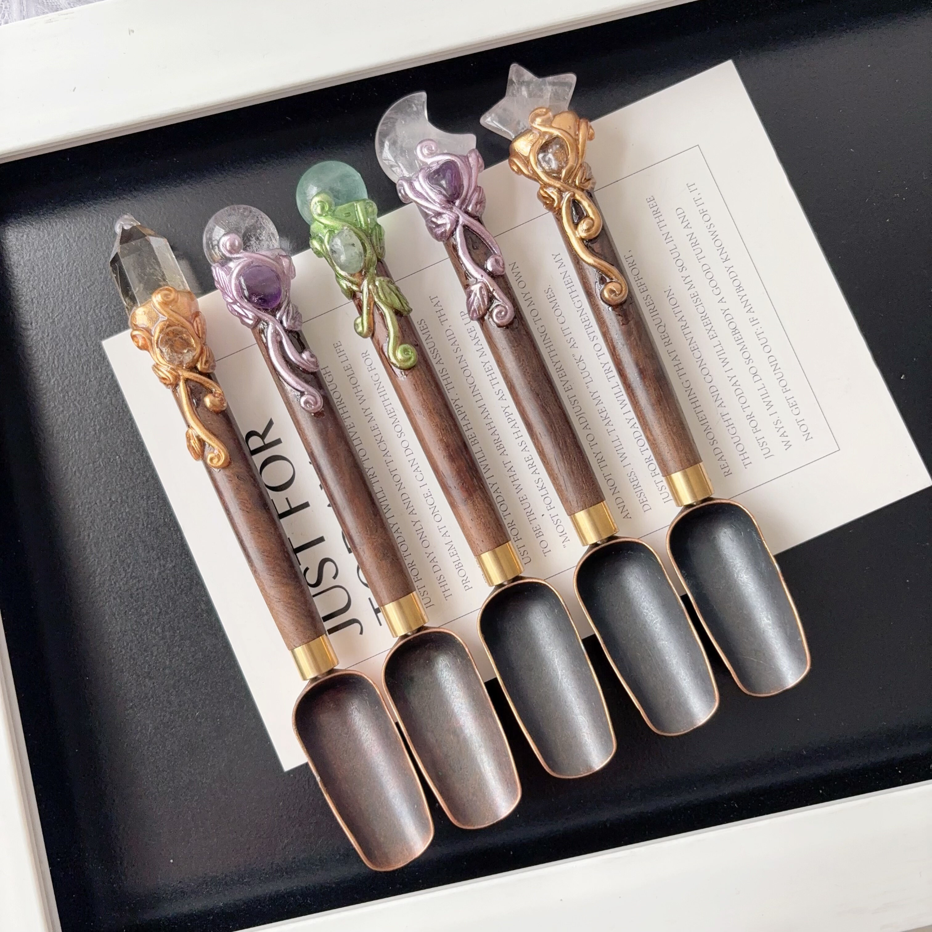 天然白水晶球萤石柱子手作权杖魔法棒碎石铲子茶叶铲大勺子摆件