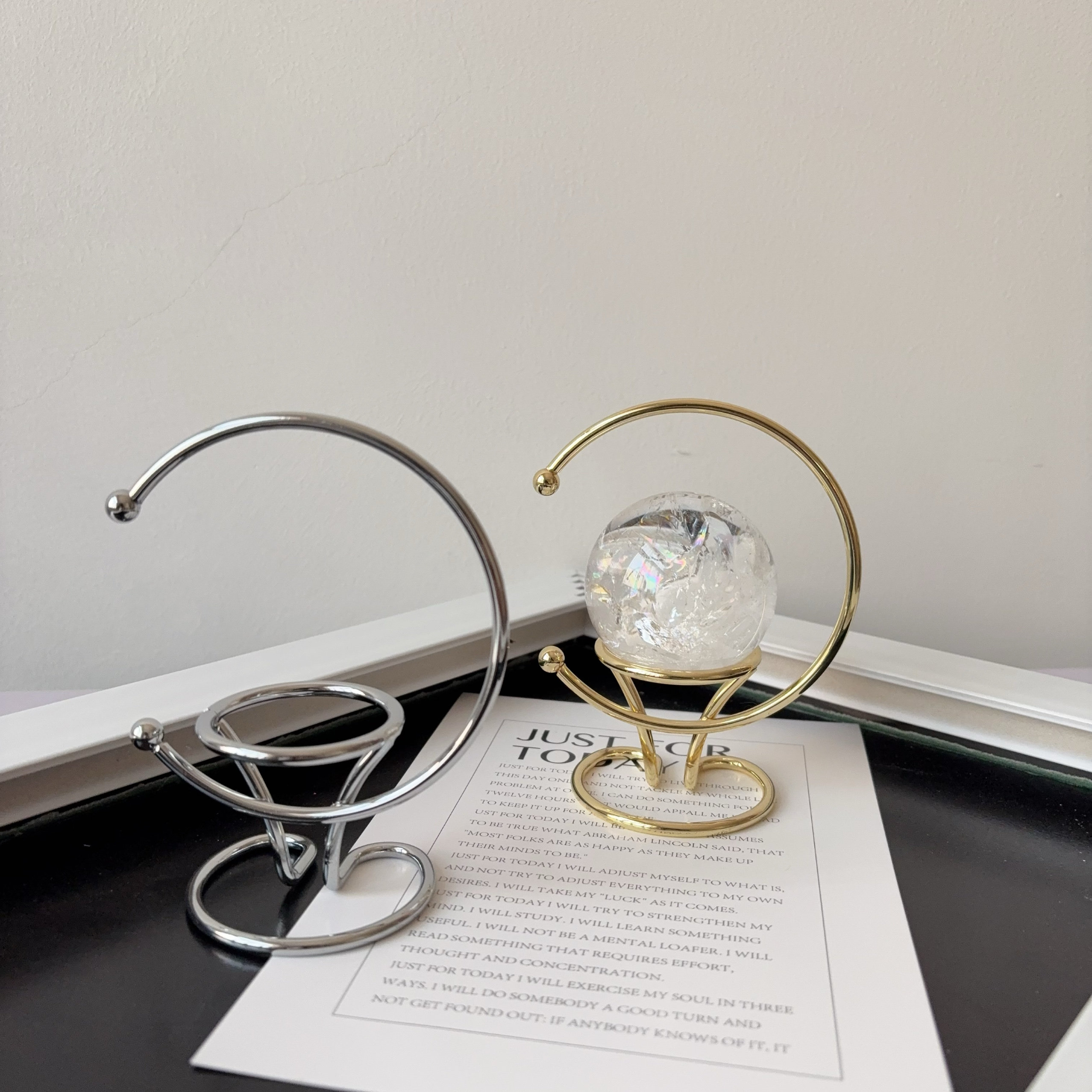 客厅月亮形水晶球金属圆环金色轻奢底座圆球葫芦收纳底托装饰摆件,饰品/流行首饰/时尚饰品新,奇石,淘宝优惠券,粉丝福利购,淘宝优惠卷