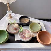 天然水晶造景微景观火山泥小碗消磁净化水晶装 饰碗饰品收纳摆件