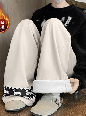 冬季新款美式复古裤脚设计加绒休闲卫裤B315-K25913JR