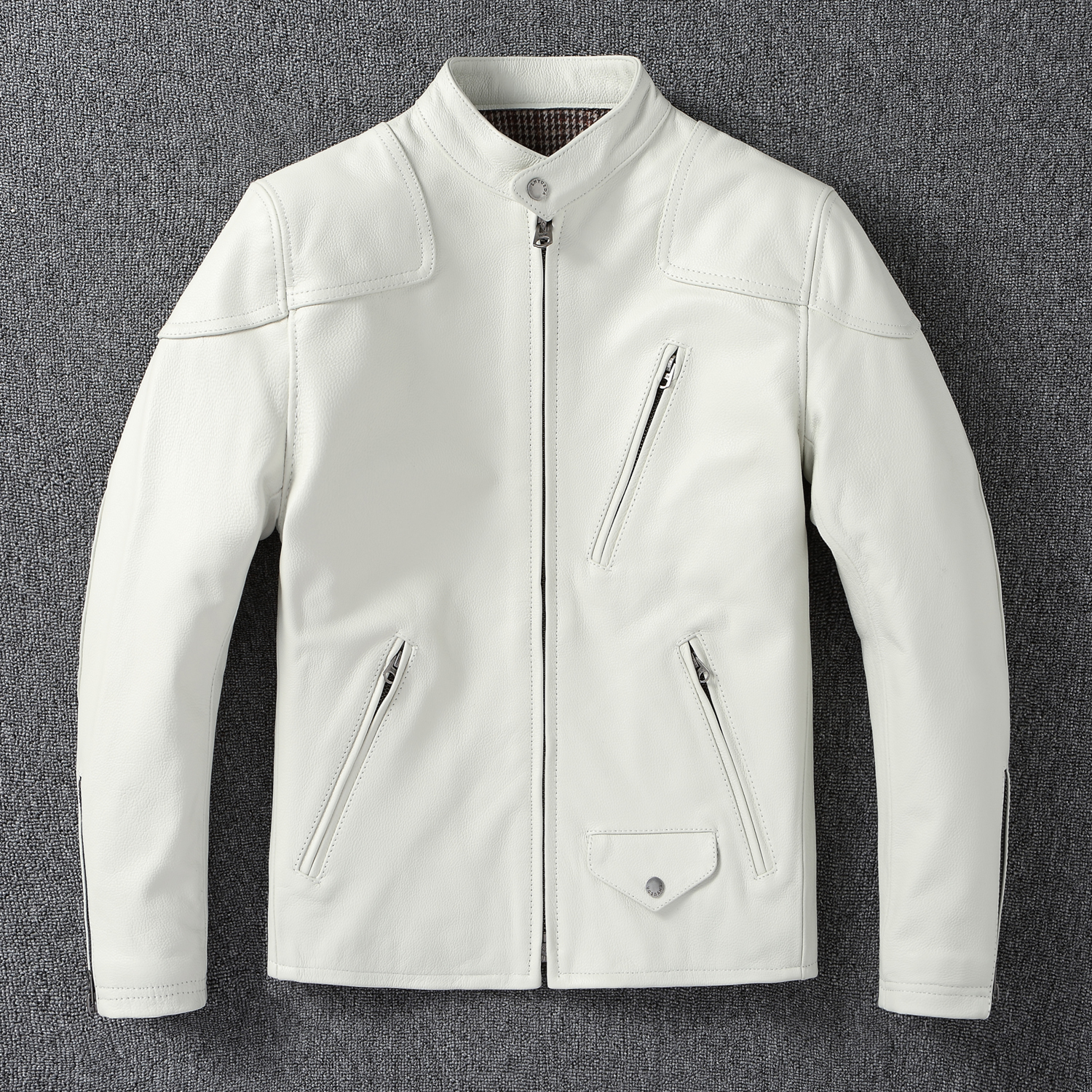 毒液皮夹克白色牛皮机车皮衣