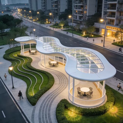 ETFE膜结构商业中心商场透明膜材气枕式采光顶景观棚张拉膜遮阳棚