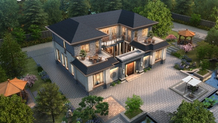 四合院设计图纸新中式合院二层自建房别墅设计效果图平面图施工图