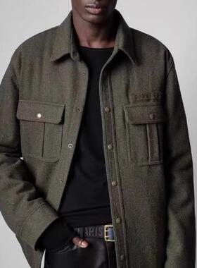 元 法式男朋友mario 骷颅头潮酷军绿色保暖厚外套秋冬男棉服