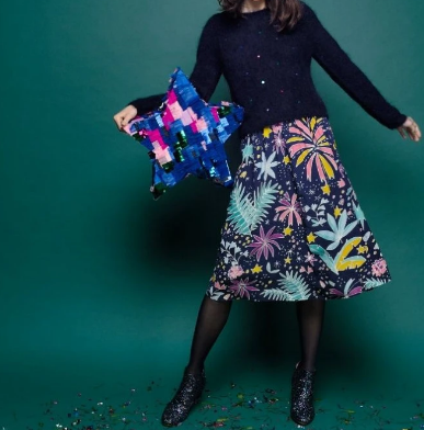 真丝桑蚕丝清新风印花裙