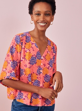 法式甜心DPH 元 轻奢秋季碎花系列圆领V领衬衫法式吊带长裤