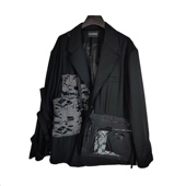 外套男 秋冬宽松机能拼接腰果花不规则设计西装 FLEE BASEMENT