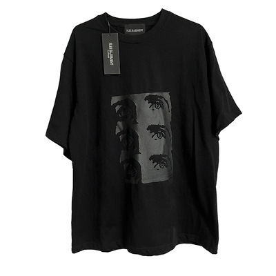 FLEE BASEMENT纯棉情侣印花上衣短袖T恤宽松圆领黑色夏季男女装