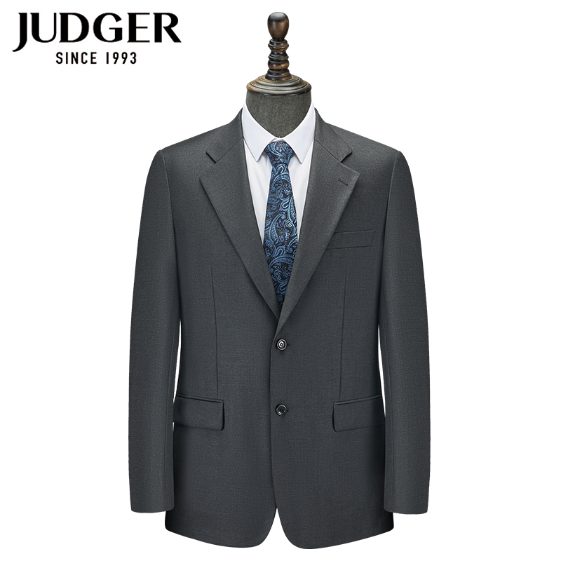 JUDGER庄吉纯羊毛商务正装男士套装西服上衣 纯色西服宽松大码