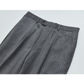 代销 羊毛西裤 条纹毛料 95%羊毛抗皱中年商务男单长裤 子