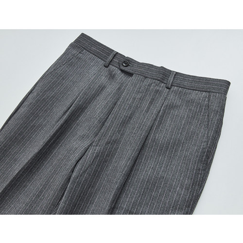 羊毛西裤条纹毛料 95%羊毛抗皱中年商务男单长裤子