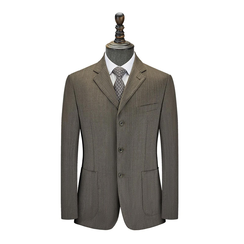 【吉家】商务休闲条纹单西服毛料外套男士正装羊毛西装
