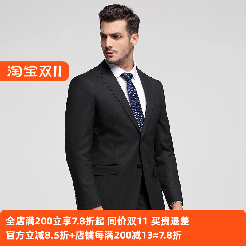 吉家1805A190A断码黑色羊毛便西服外套 商务正装单西装男士上衣