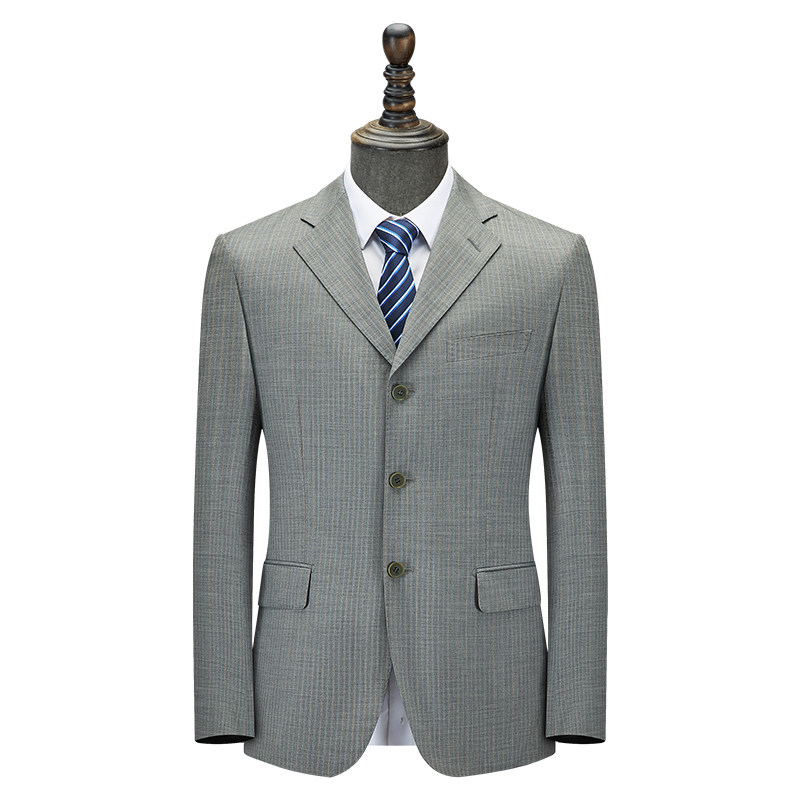 吉家180A185AB男士条纹桑蚕丝西服商务休闲单西外套羊毛西装毛料