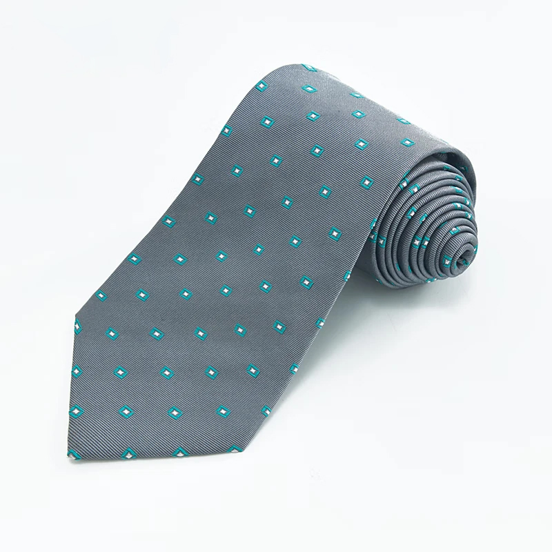 【吉家】桑蚕丝领带口袋巾套装男商务休闲8CM格子刺绣真丝手打