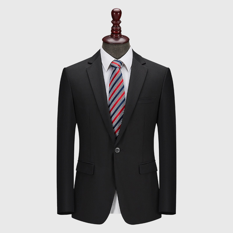 吉家易打理商务休闲男士黑色单西服上衣羊毛便西装毛料外套