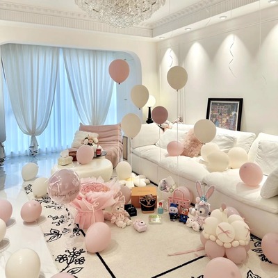 韩系暮光粉气球套餐生日场景布置