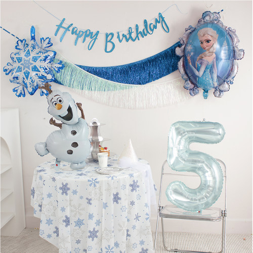 冰雪奇缘主题生日派对装饰布置女孩周岁场景背景墙艾莎公主气球