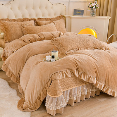 牛奶绒床盖四件套加厚保暖防静电