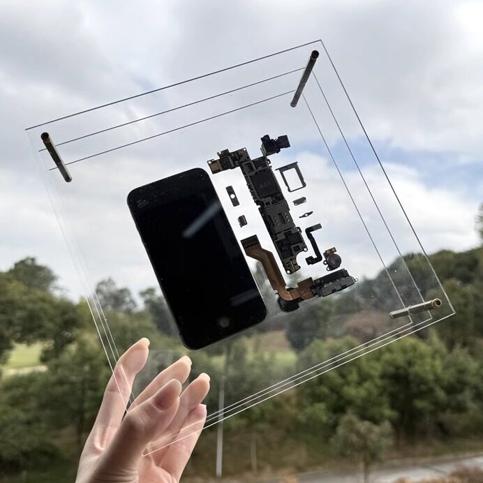 新款苹果iphone4手机拆解透明亚克力装裱画零件标本 收藏立体展示