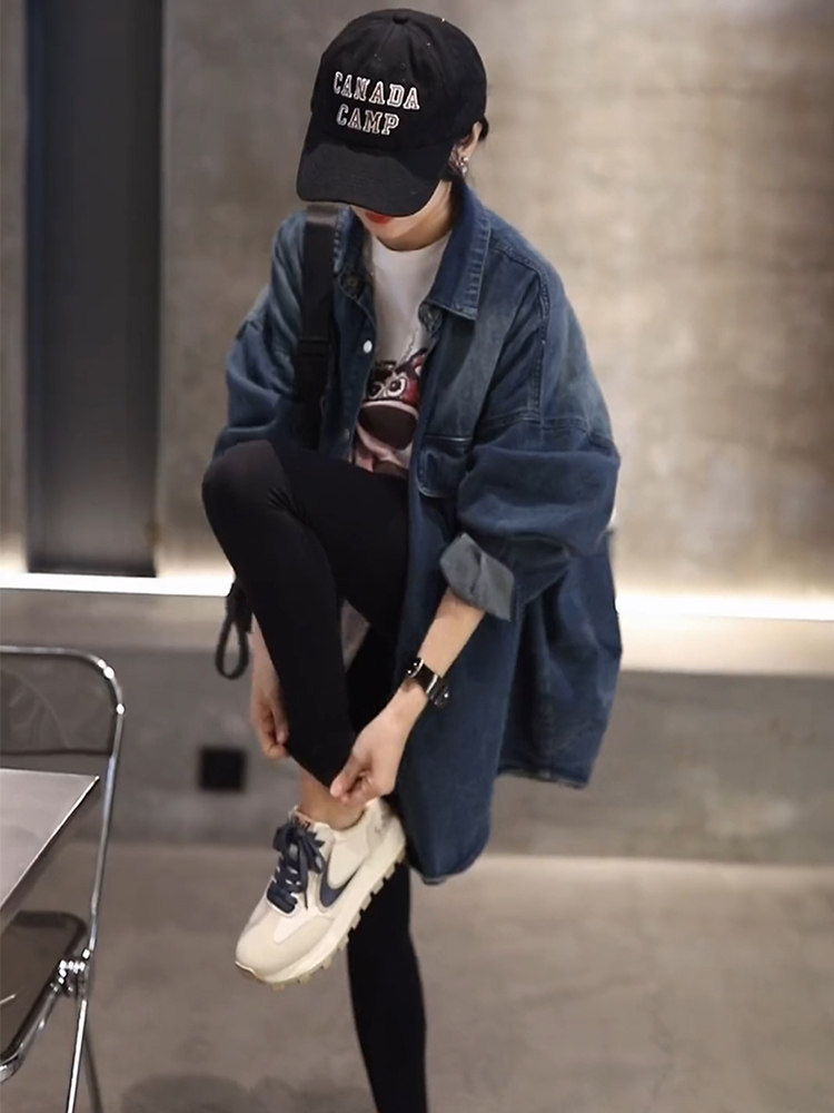 香港渐变水洗牛仔衬衫女时尚2025春秋季新款宽松显瘦长袖休闲外套