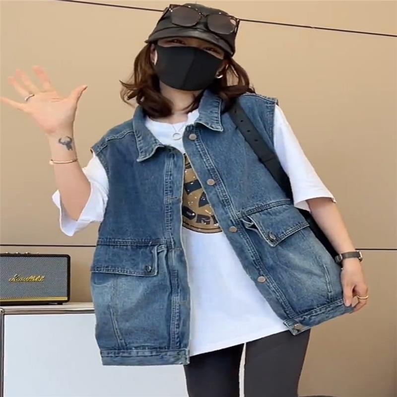 香港宽松时尚牛仔马甲女2025春新款韩版无袖背心休闲百搭马夹外套