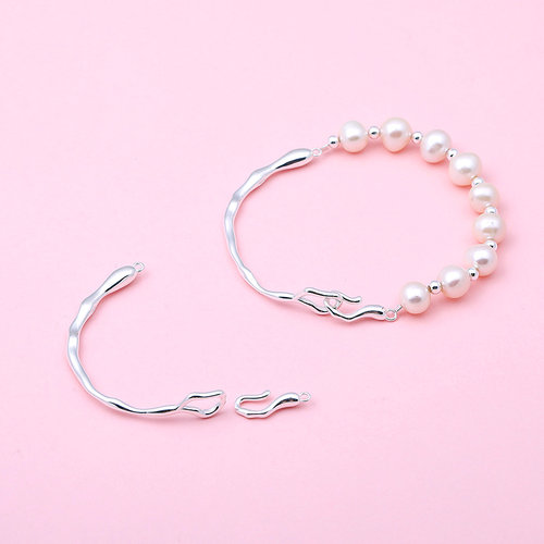 925纯银弯管半手镯diy串珠材料