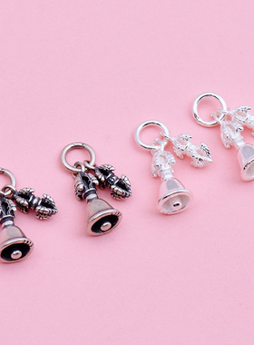 手工DIY饰品材料配件坠子925纯银复古法器连体金刚杵泰银吊坠挂件